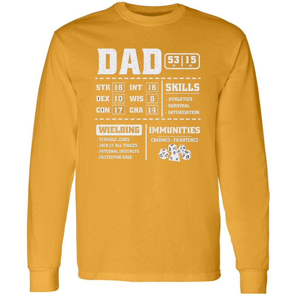 Dad Stat Block 2 Long Sleeve T-Shirt - Gold - 9