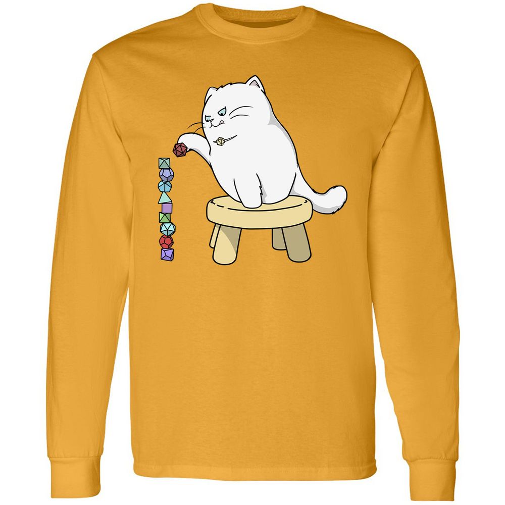 Cat Stacking Dice Long Sleeve T-Shirt - Gold - 9