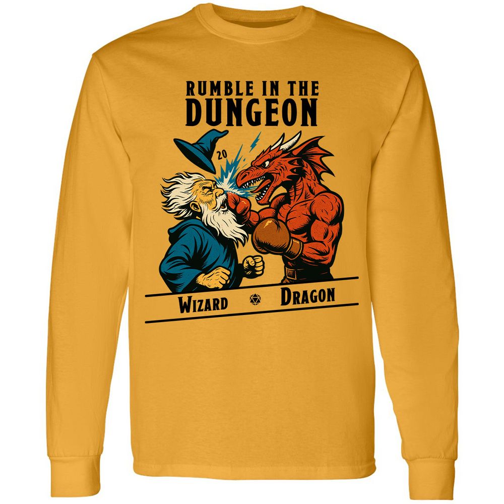Rumble in the Dungeon Long Sleeve T-Shirt - Gold - 9