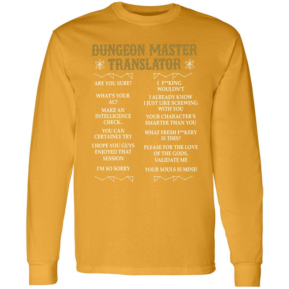Dungeon Master Translator Long Sleeve T-Shirt - Gold - 9