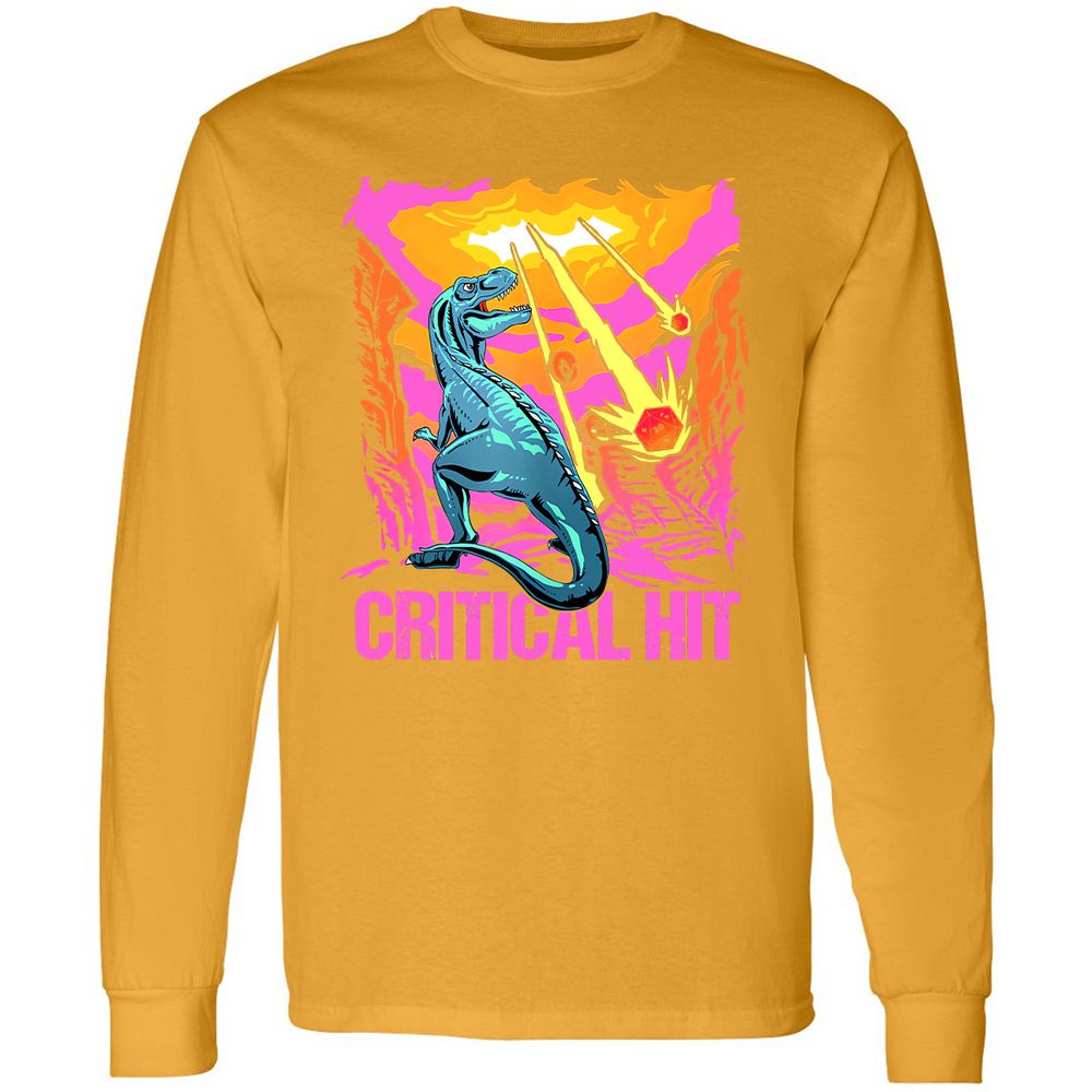 Dinosaur Critical Hit Long Sleeve T-Shirt - Gold - 9
