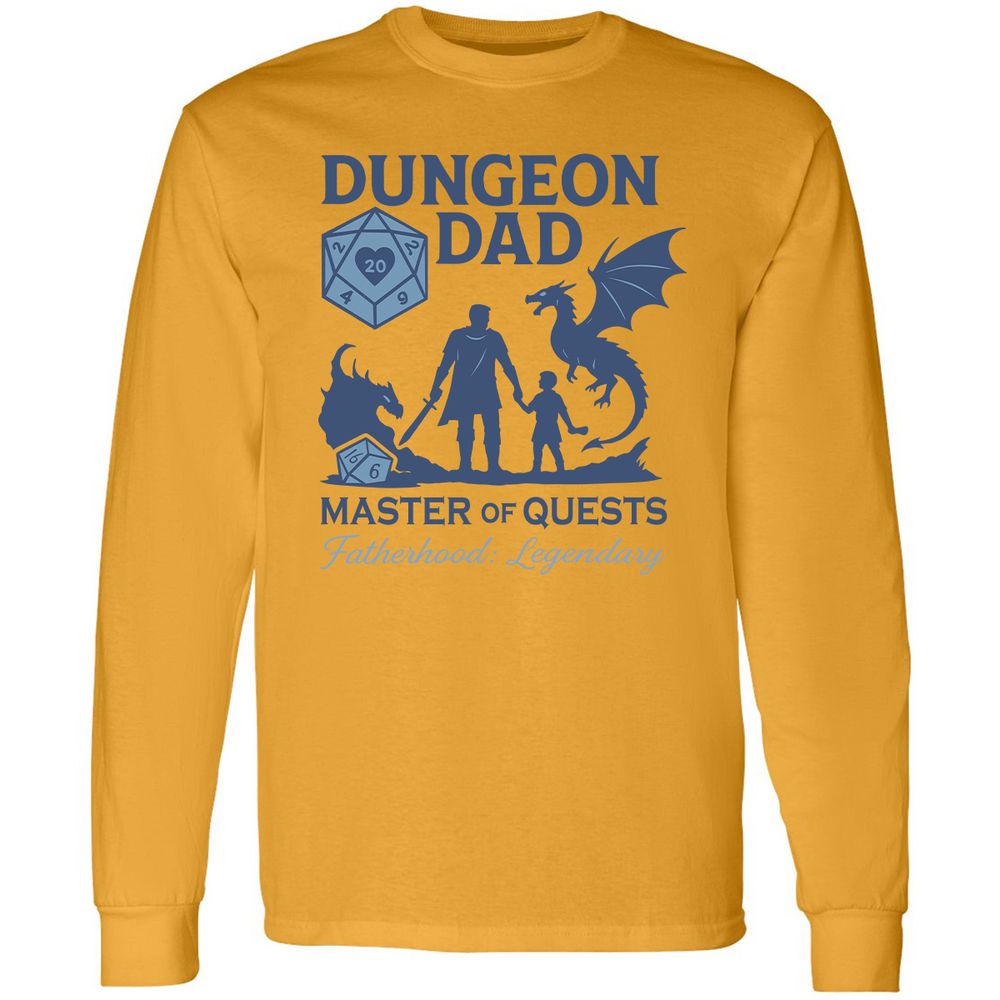 Dungeon Dad Master Of Quests Long Sleeve T-Shirt - Gold - 9