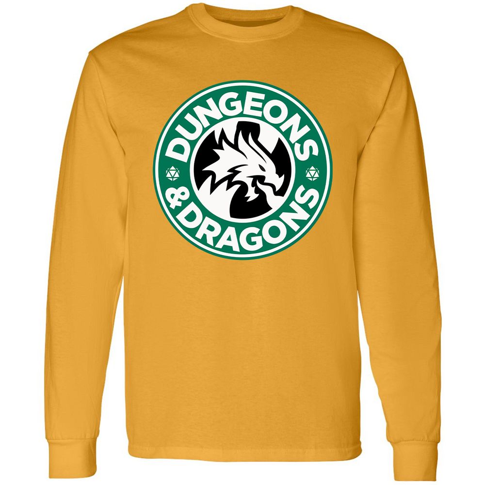 D&D Coffee Long Sleeve T-Shirt - Gold - 9