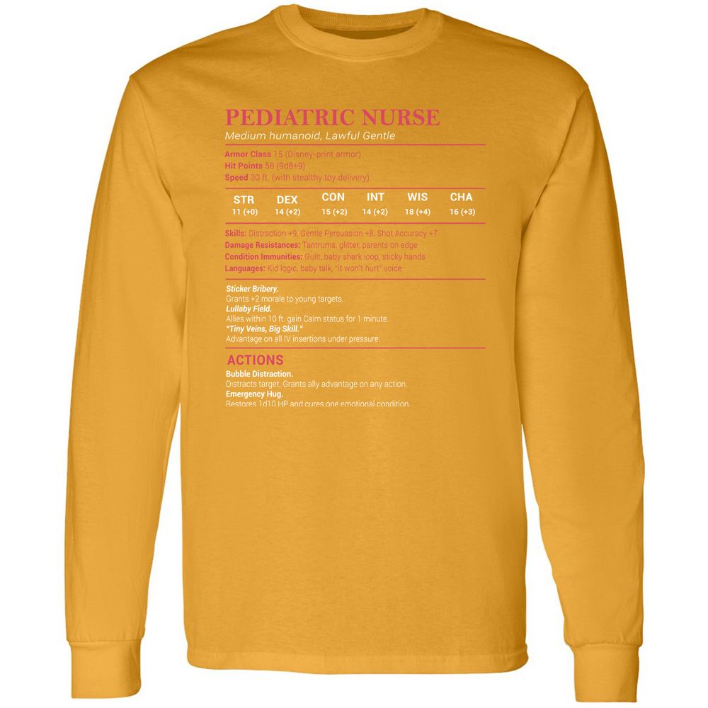 Pediatric Nurse Long Sleeve T-Shirt - Gold - 9