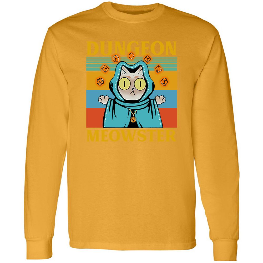 Dungeon Meowster Long Sleeve T-Shirt - Gold - 9