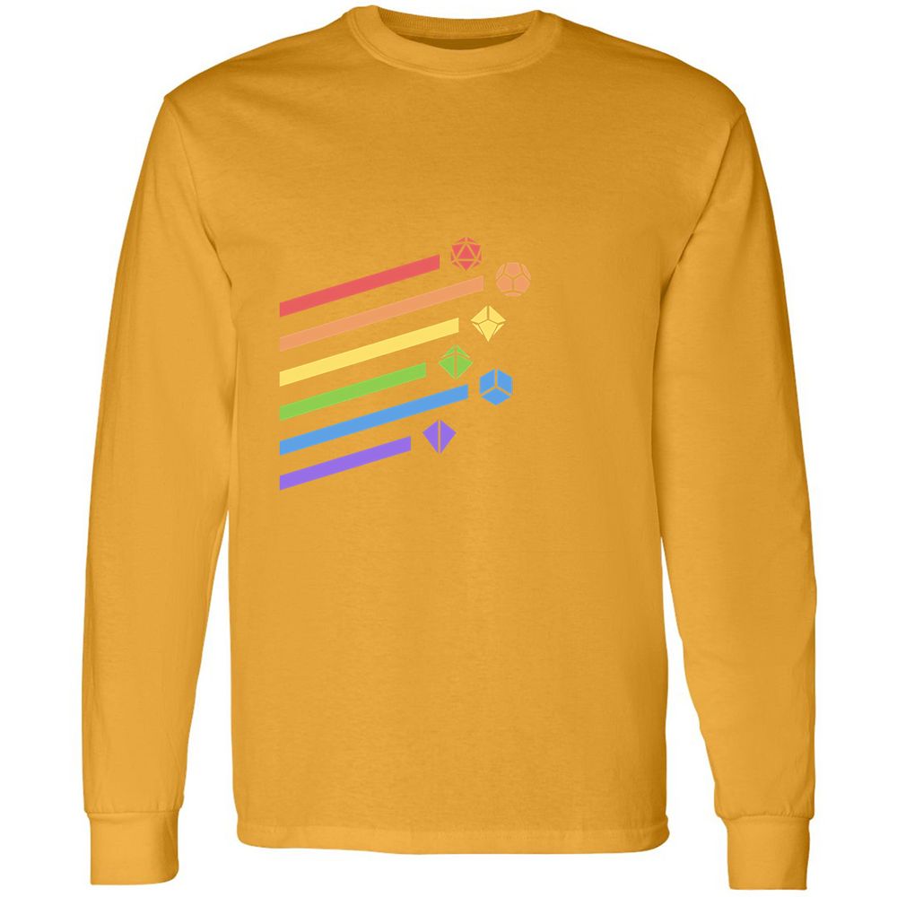 Rainbow Dice Set Long Sleeve T-Shirt - Gold - 9