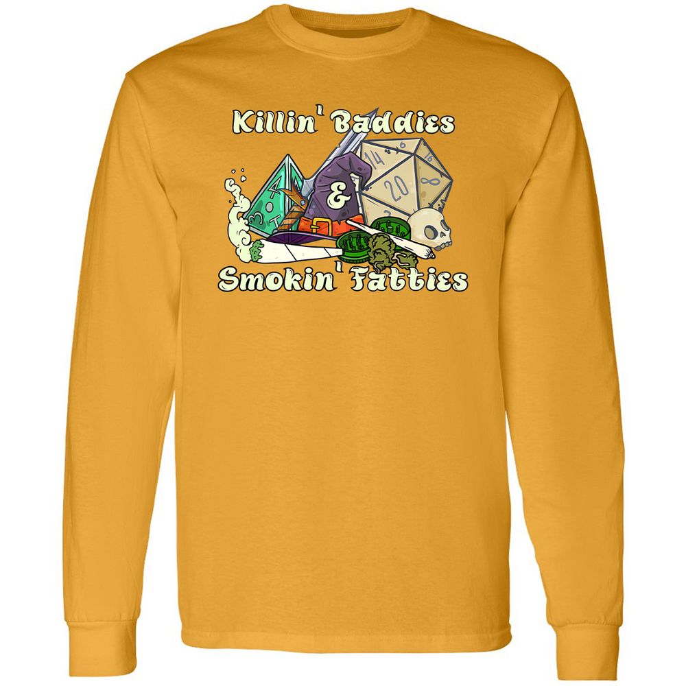 Killin' Baddies Smokin' Fatties Long Sleeve T-Shirt - Gold - 9