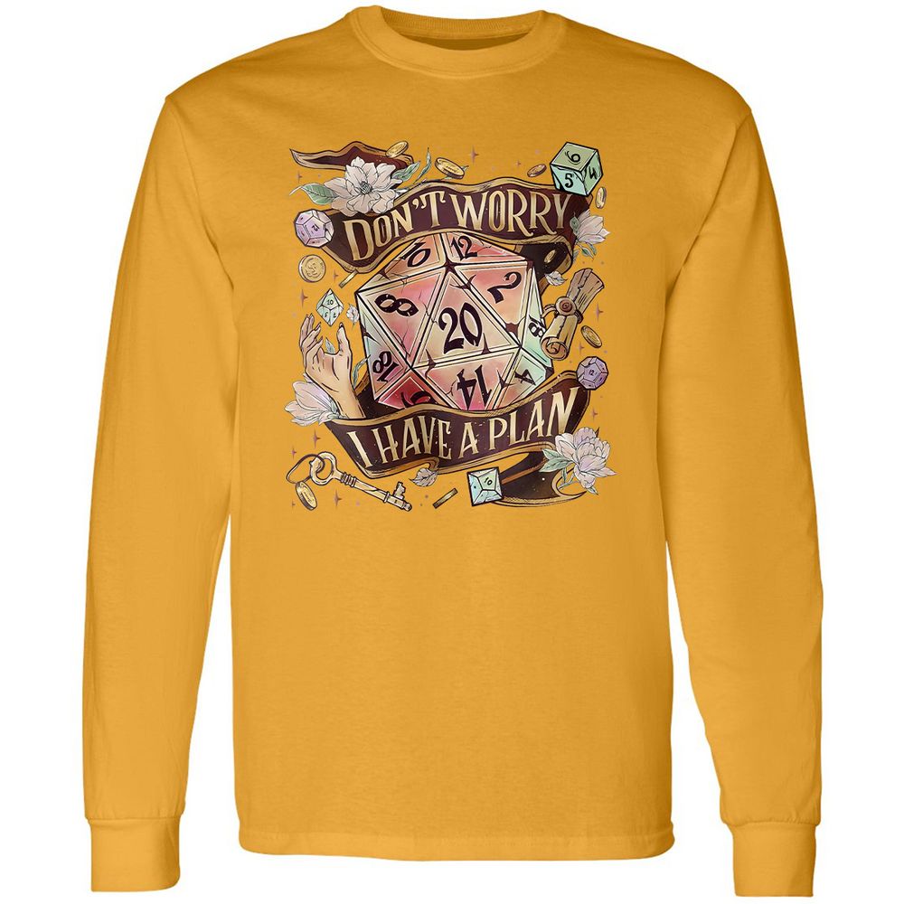 Floral Don't Worry I Have A Plan Long Sleeve T-Shirt - Gold - 9
