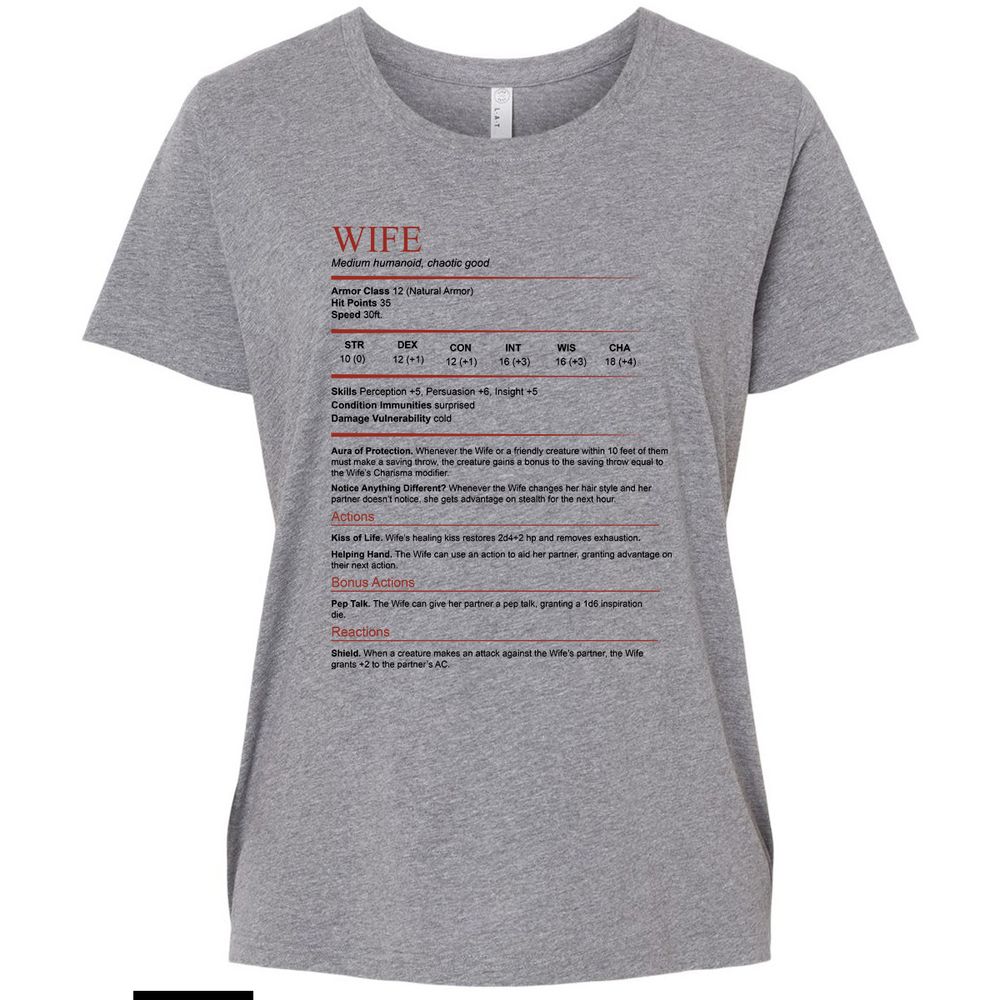 Wife White Ladies Curvy Jersey - Granite Heather - 9