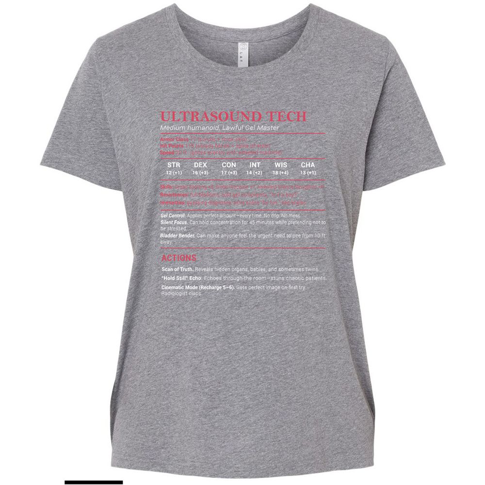 Ultrasound Tech Stats Ladies Curvy Jersey - Granite Heather - 9