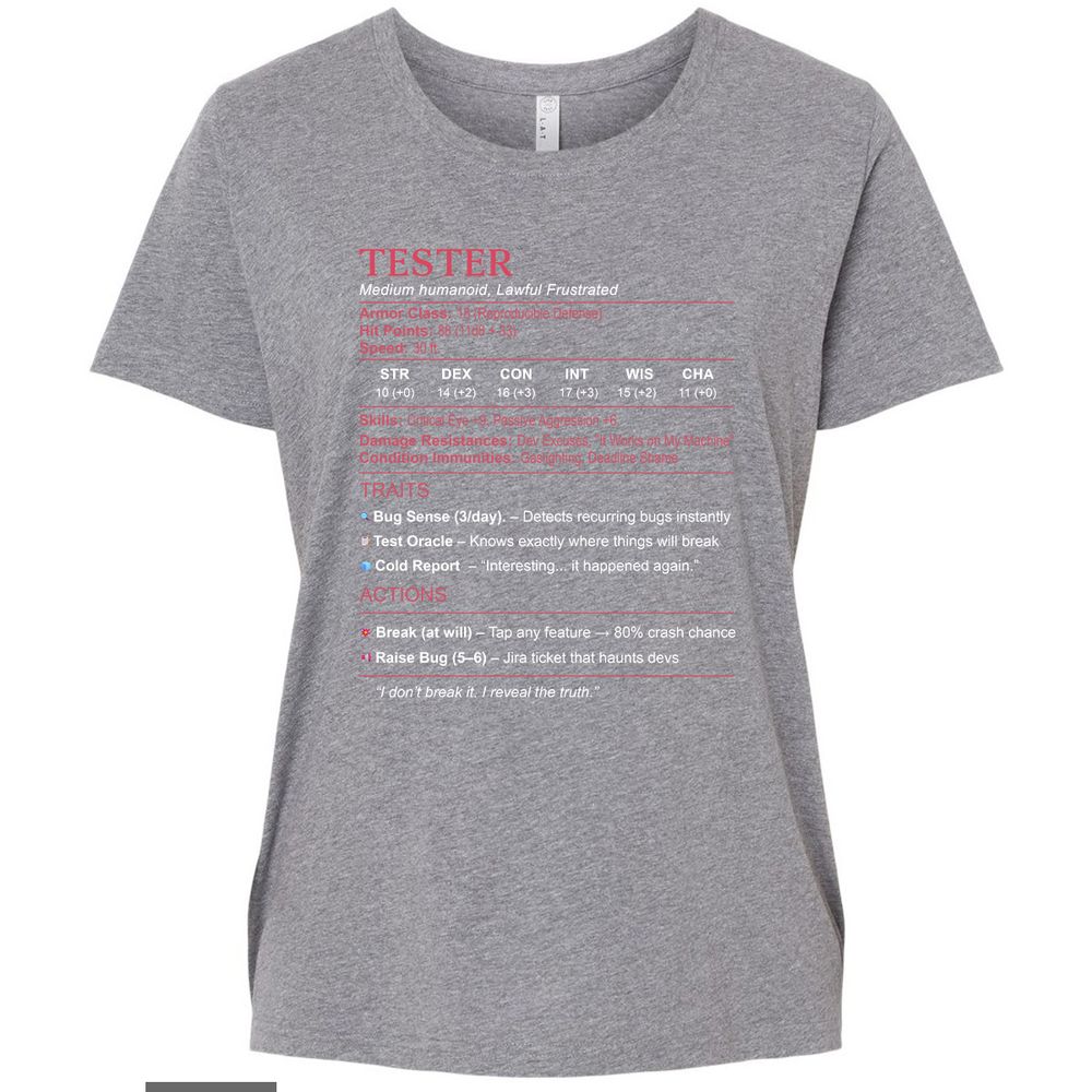 Tester Stats Ladies Curvy Jersey - Granite Heather - 9