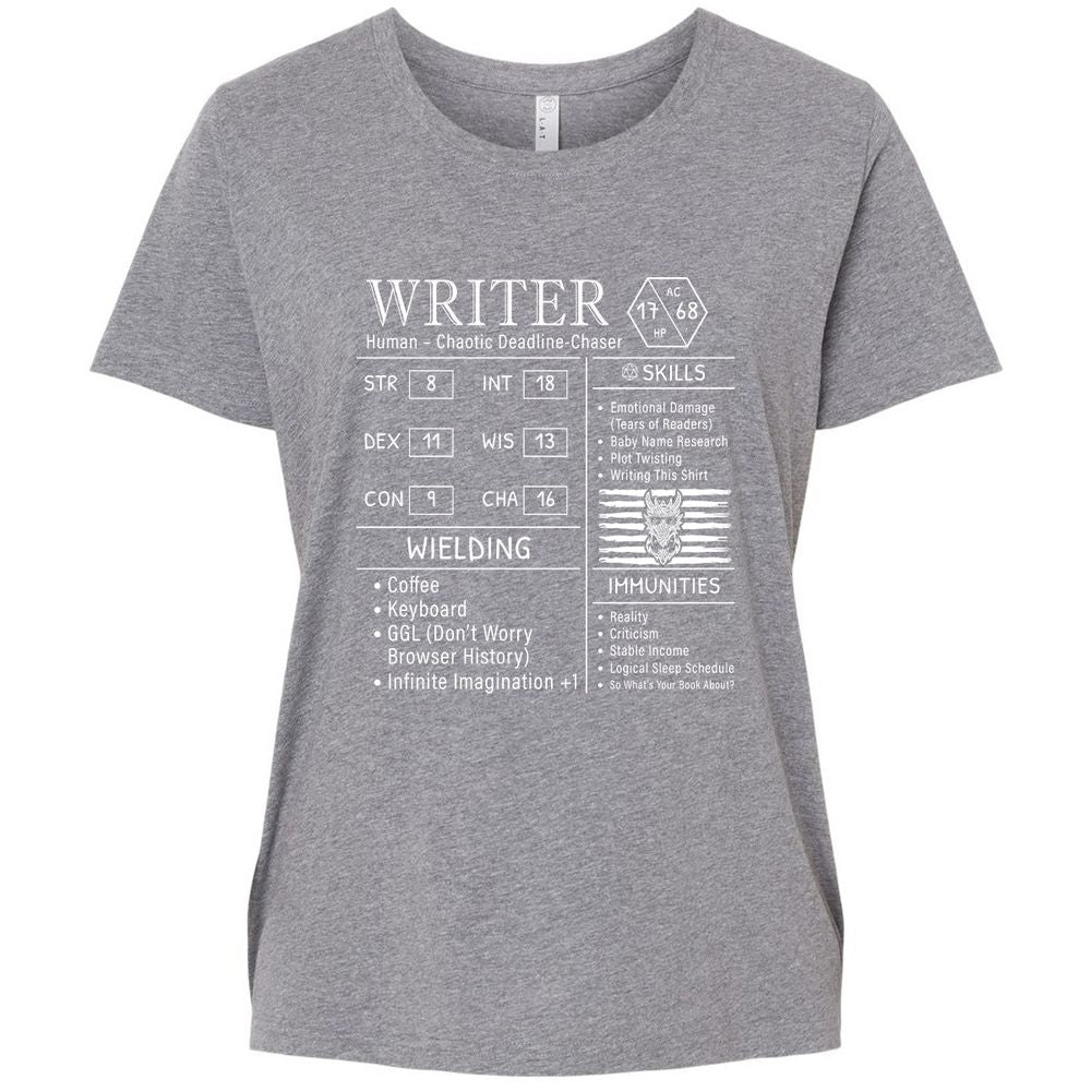 Writer Stats New Ladies Curvy Jersey - Granite Heather - 9
