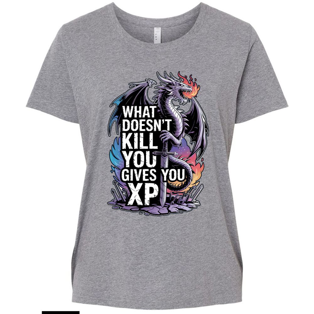 What Doesn't Kill You Dragon Ladies Curvy Jersey - Granite Heather - 9