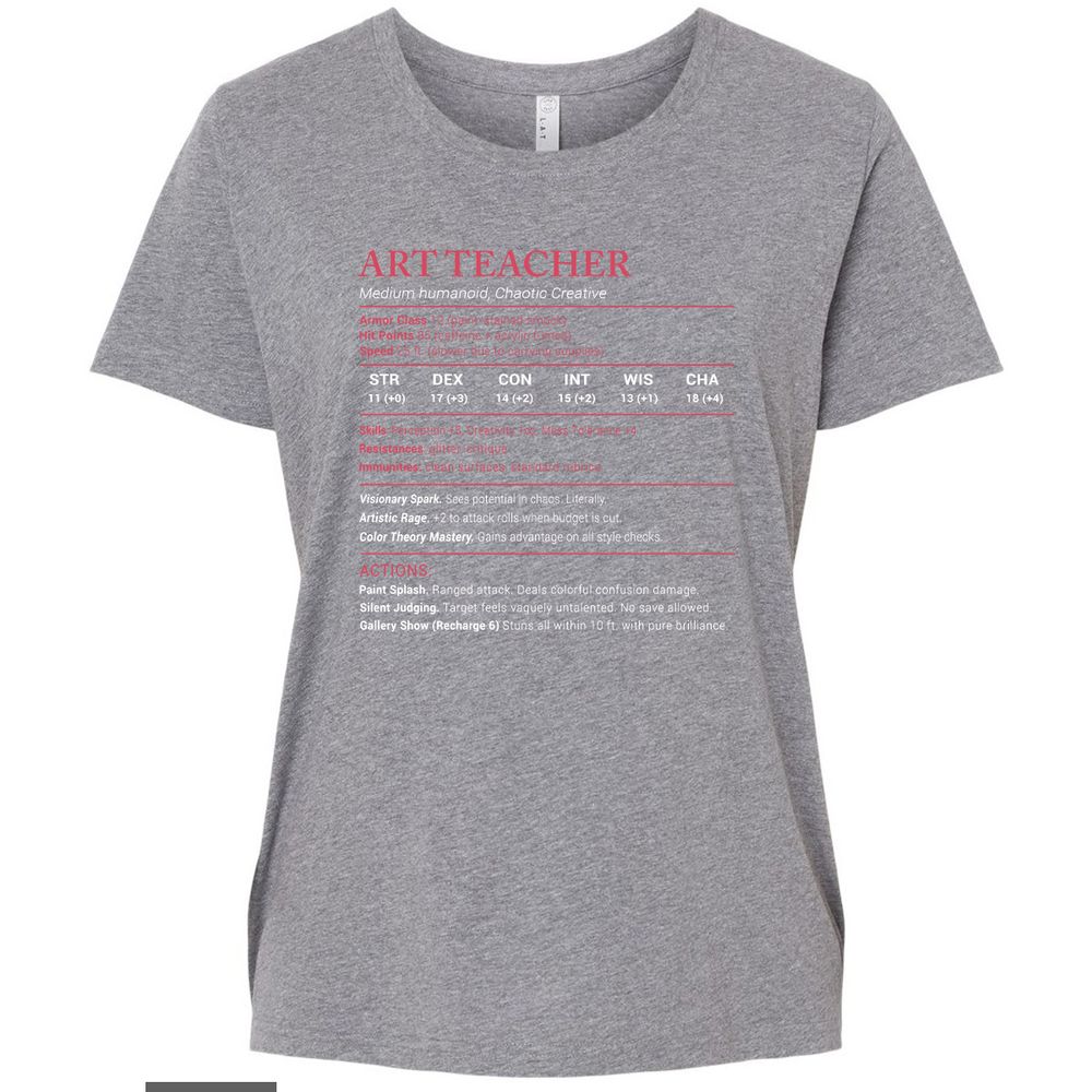 Art Teacher Stats Ladies Curvy Jersey - Granite Heather - 9