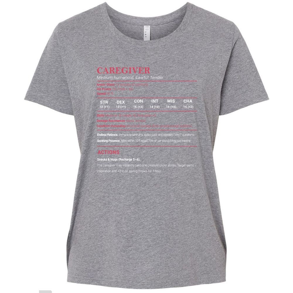 Caregiver Stats Ladies Curvy Jersey - Granite Heather - 9