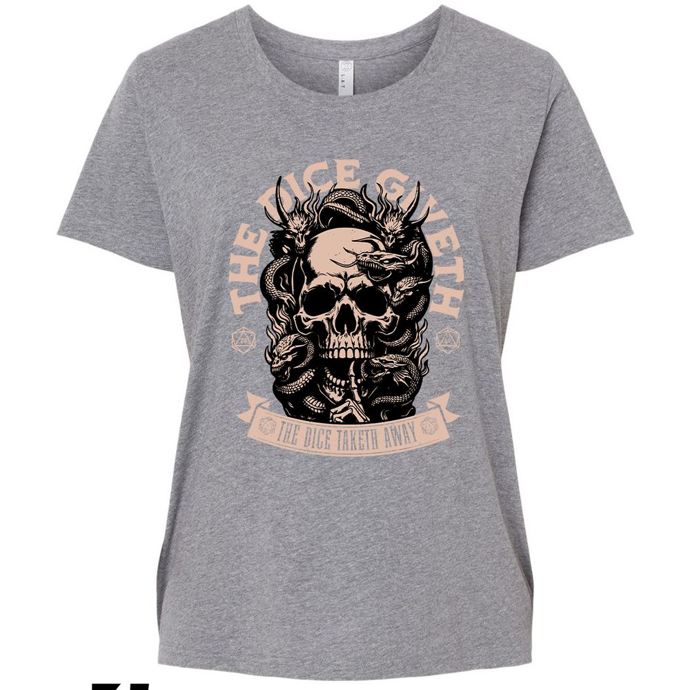 The Dice Giveth The Dice Taketh Away Ladies Curvy Jersey - Granite Heather - 9