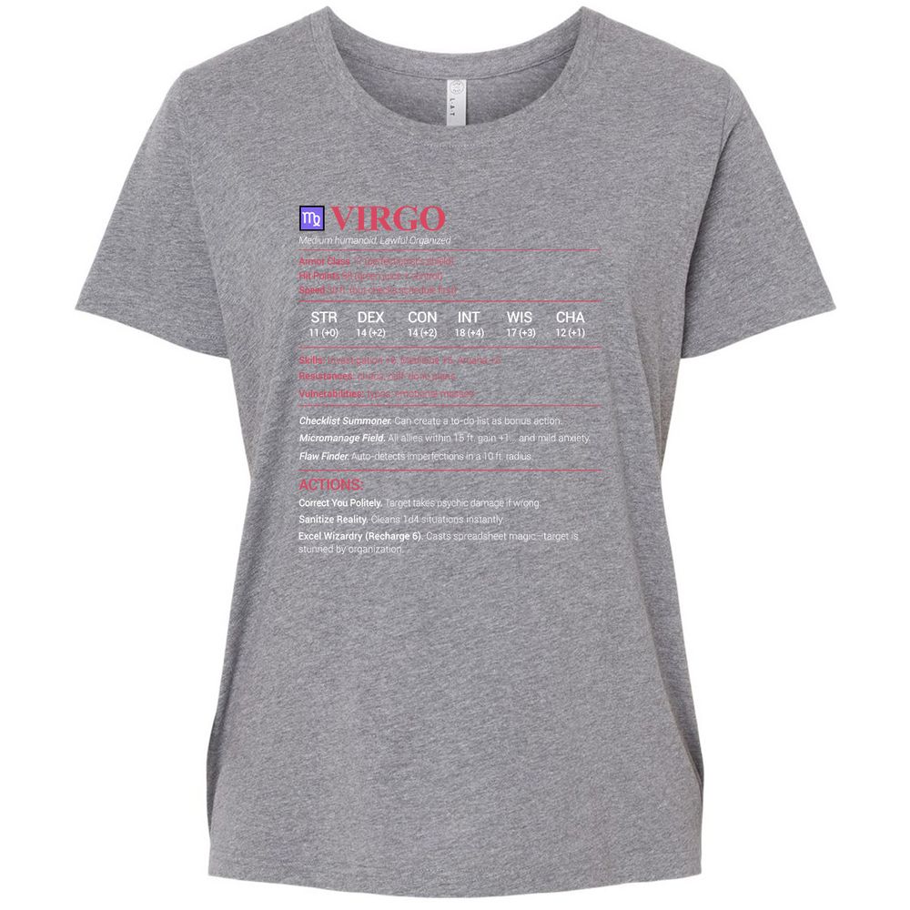 Virgo Stats Ladies Curvy Jersey - Granite Heather - 9