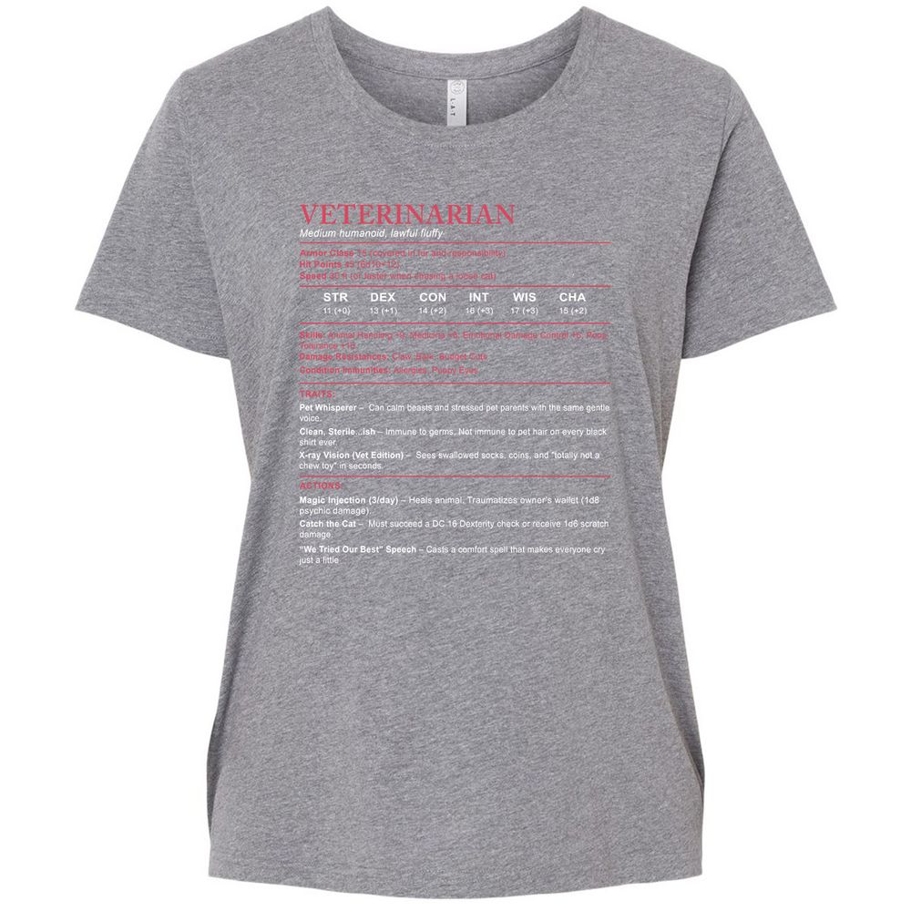 Veterinarian Stats Ladies Curvy Jersey - Granite Heather - 9