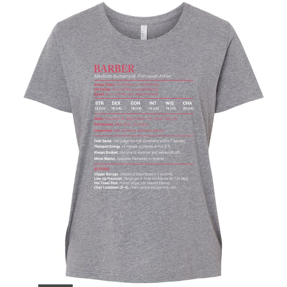 Barber Stats Ladies Curvy Jersey - Granite Heather - 9