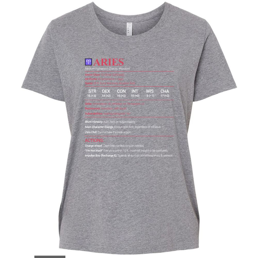 Aries Stats Ladies Curvy Jersey - Granite Heather - 9