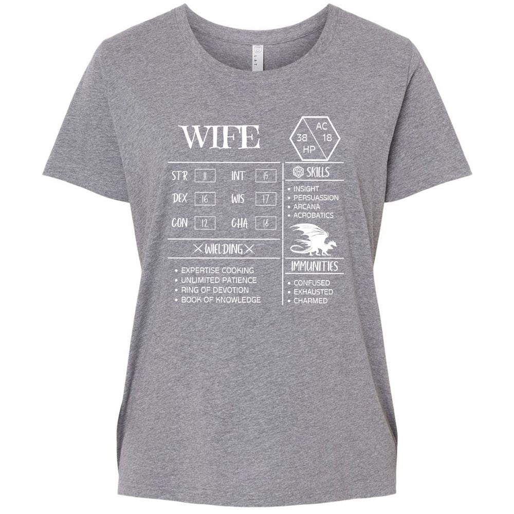 Wife Stats 2 Ladies Curvy Jersey - Granite Heather - 9