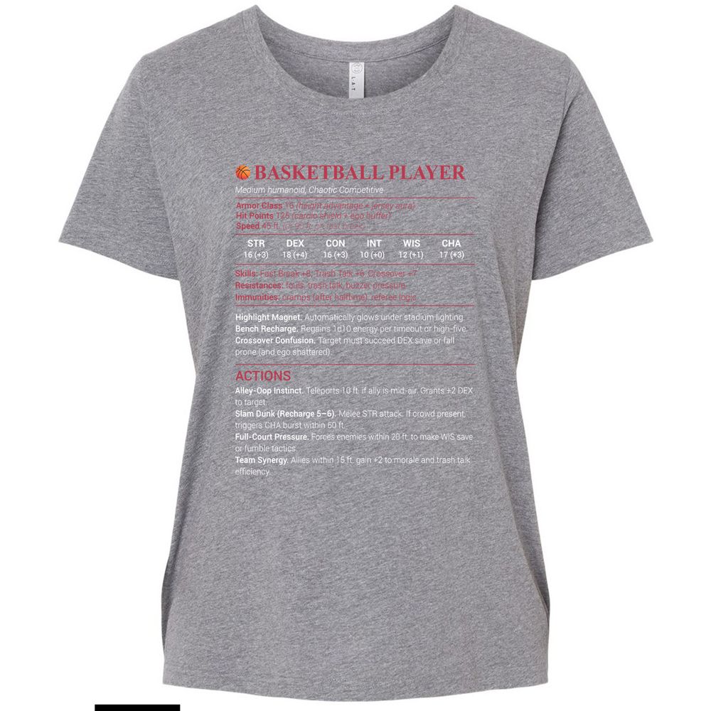 Basketball Player Ladies Curvy Jersey - Granite Heather - 9