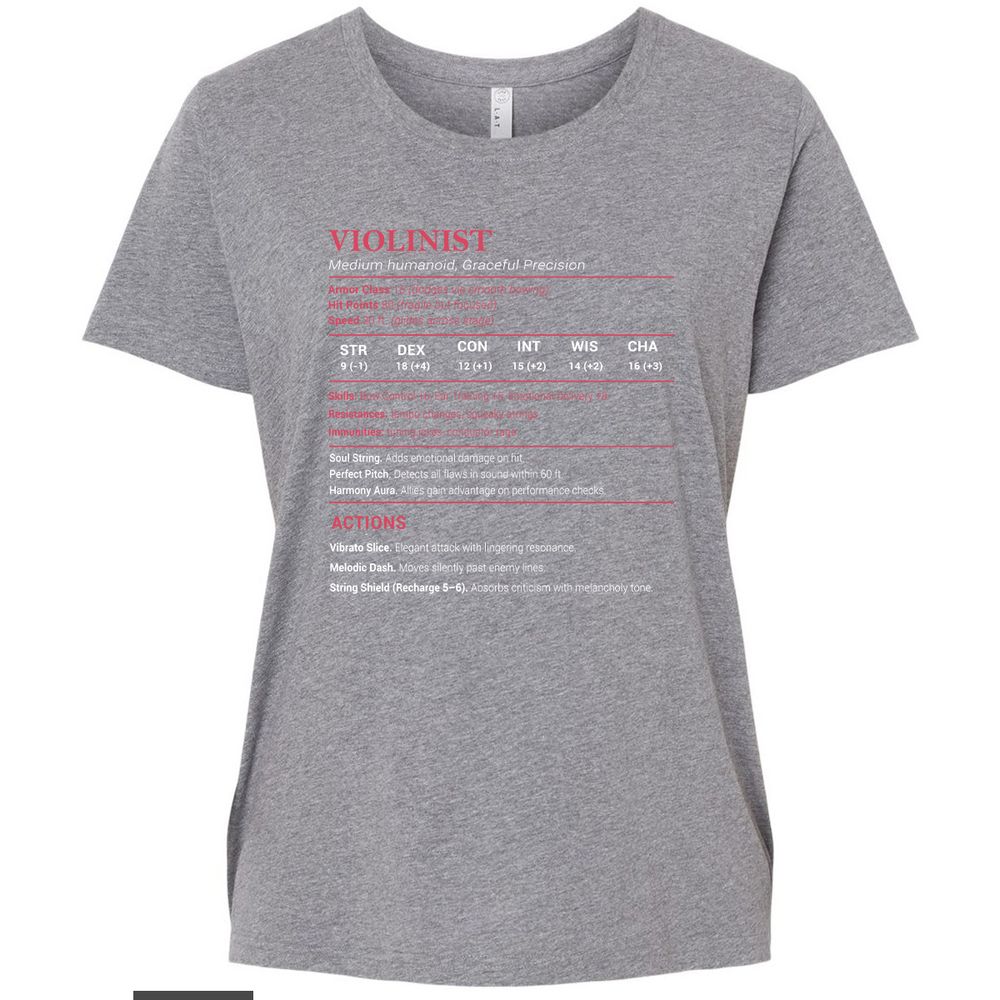 Violinist Stats Ladies Curvy Jersey - Granite Heather - 9