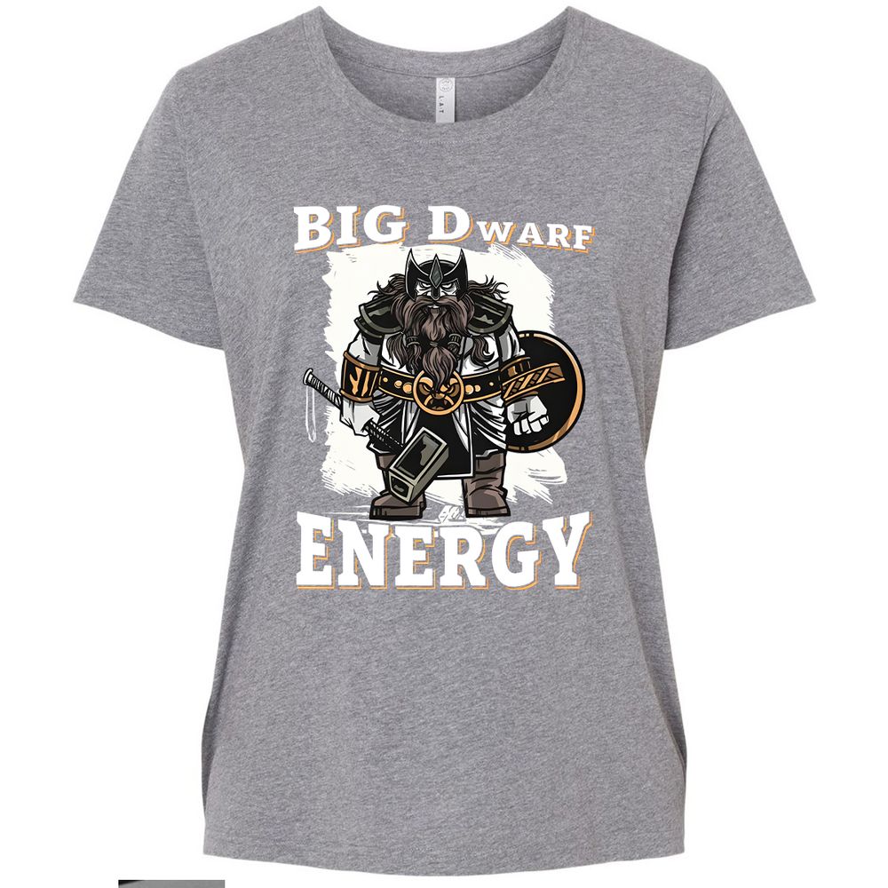 Big Dwarf Energy Ladies Curvy Jersey - Granite Heather - 9