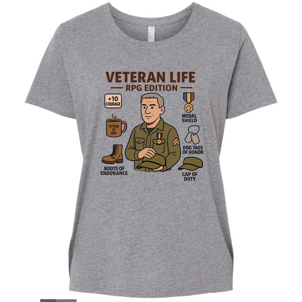 Veteran Life RPG Edition Ladies Curvy Jersey - Granite Heather - 9