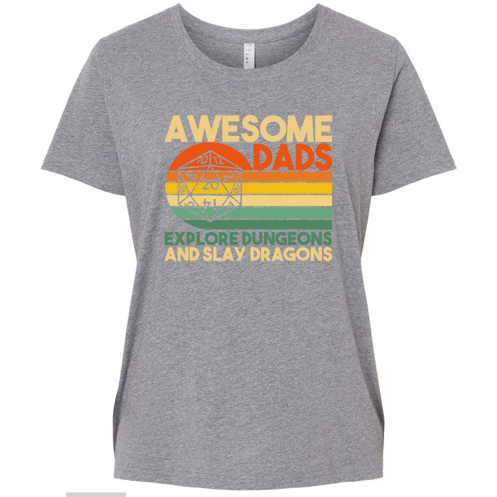 Awesome Dads Explore Dungeons Ladies Curvy Jersey - Granite Heather - 9