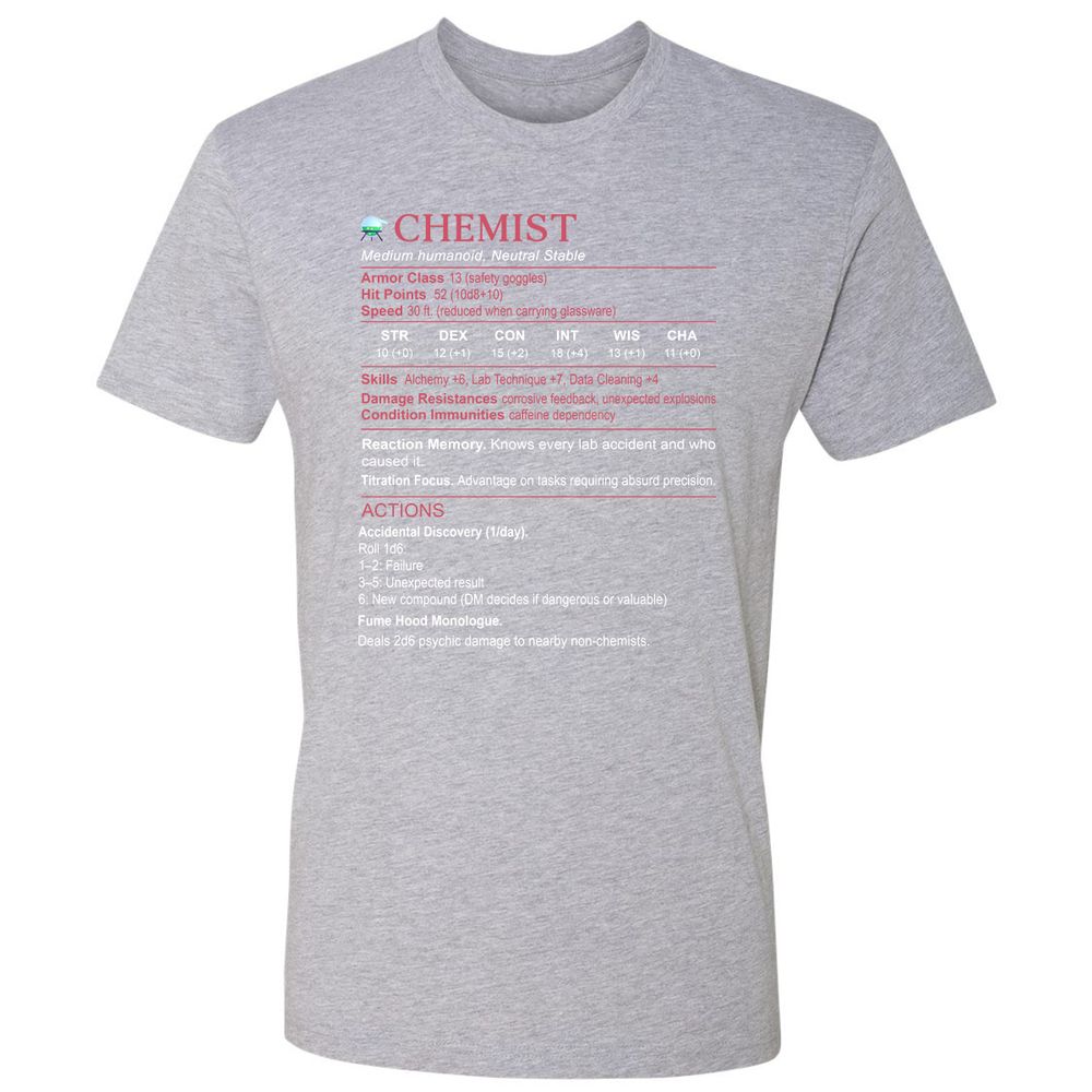Chemist Stats Premium Unisex T-Shirt - Heather Grey - 9