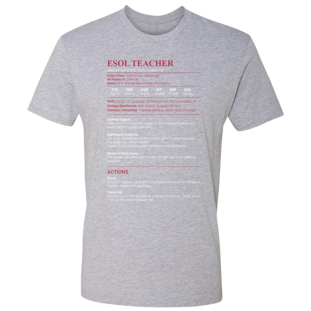 ESOL Teacher Premium Unisex T-Shirt - Heather Grey - 9