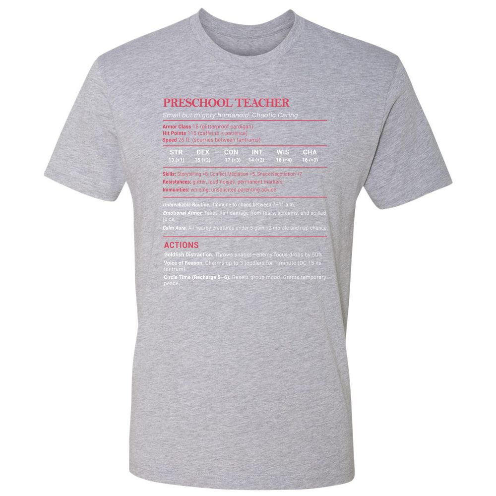 Preschool Teacher Stats Premium Unisex T-Shirt - Heather Grey - 9