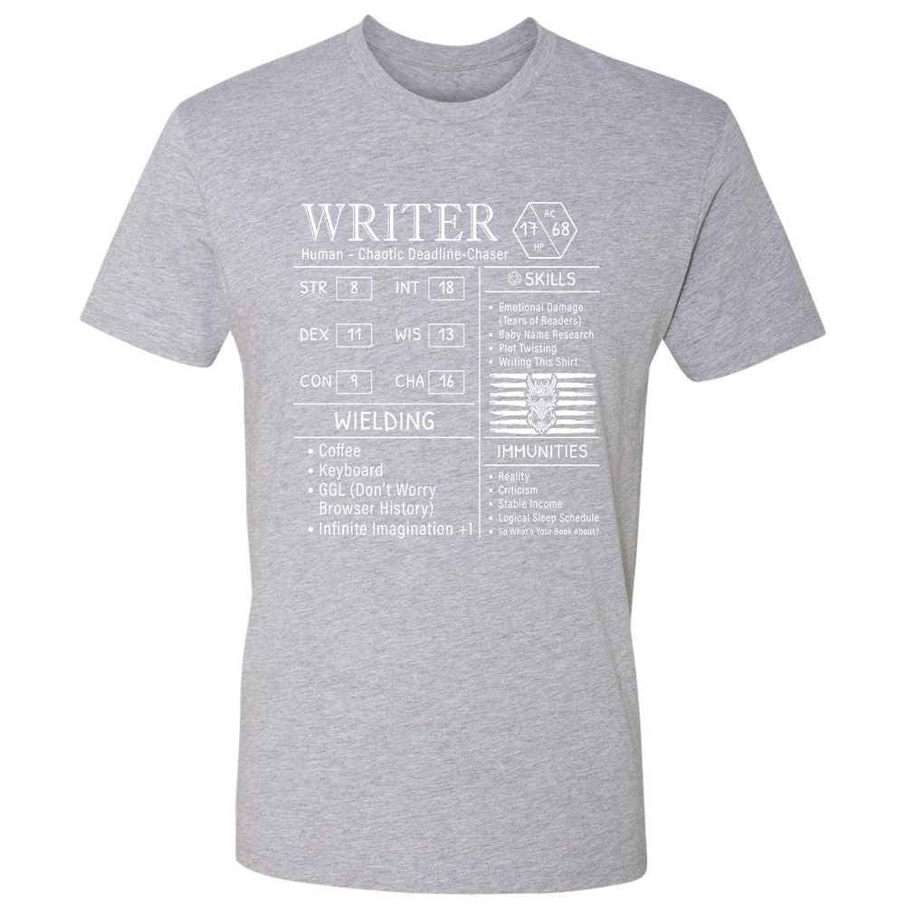 Writer Stats New Premium Unisex T-Shirt - Heather Grey - 9