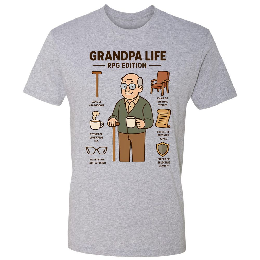 Grandpa Life RPG Edition Premium Unisex T-Shirt - Heather Grey - 9