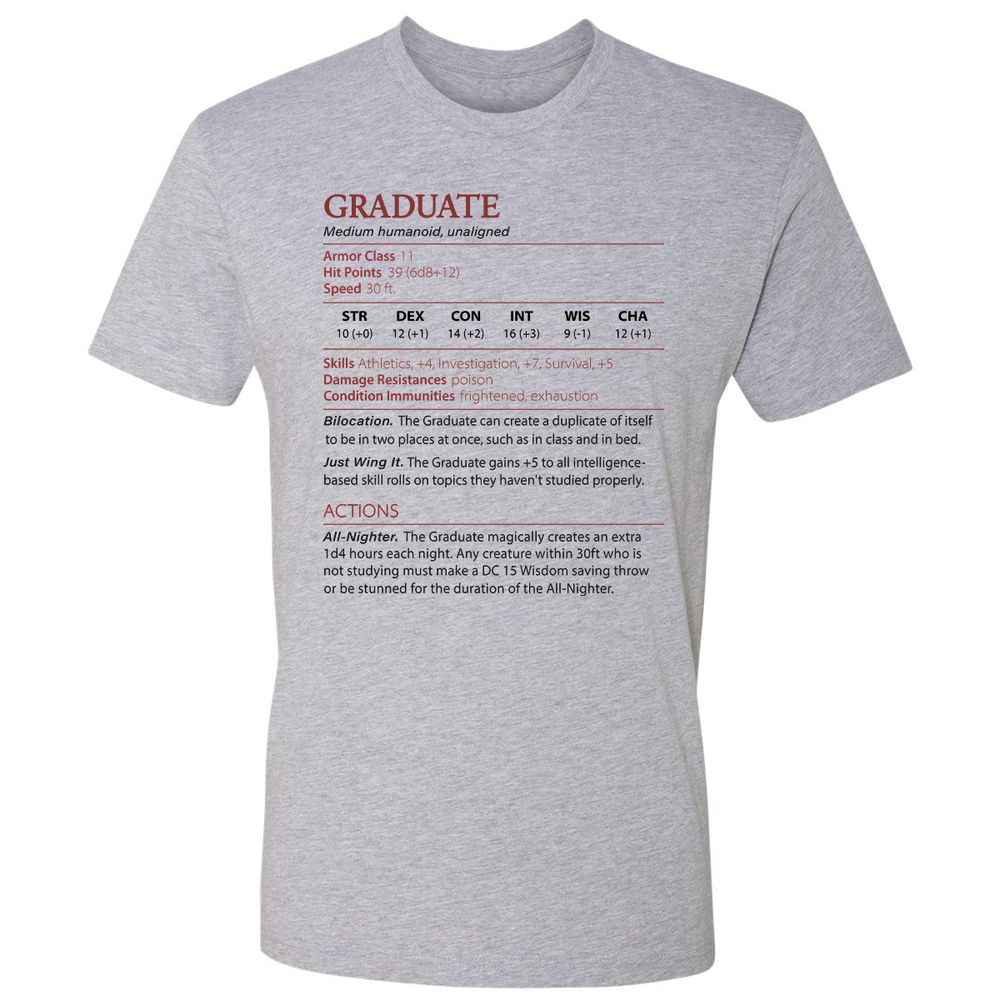 Graduate Stats Premium Unisex T-Shirt - Heather Grey - 9