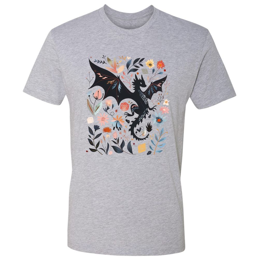 Floral DnD Dragon - Heather Grey - 9