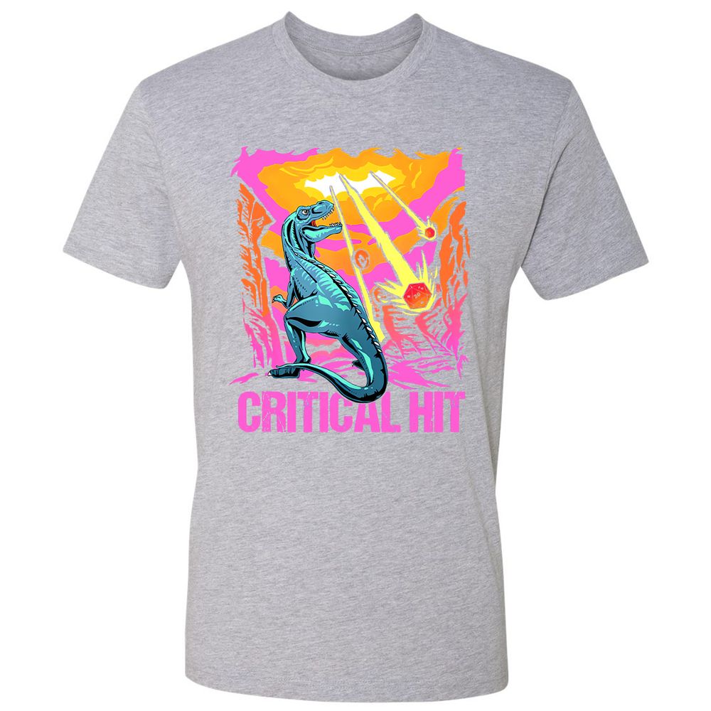 Dinosaur Critical Hit Premium Unisex T-Shirt - Heather Grey - 9