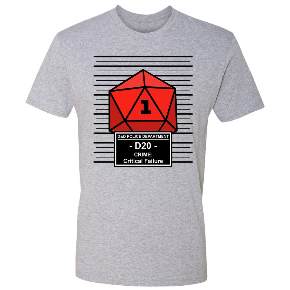 D20 Arrested For Critical Failure Premium Unisex T-Shirt - Heather Grey - 9