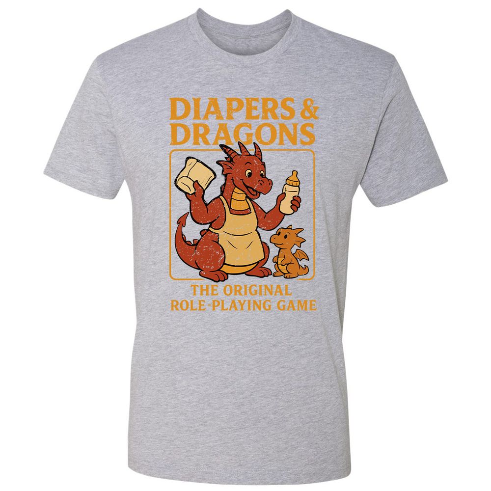 Diapers & Dragons Premium Unisex T-Shirt - Heather Grey - 9