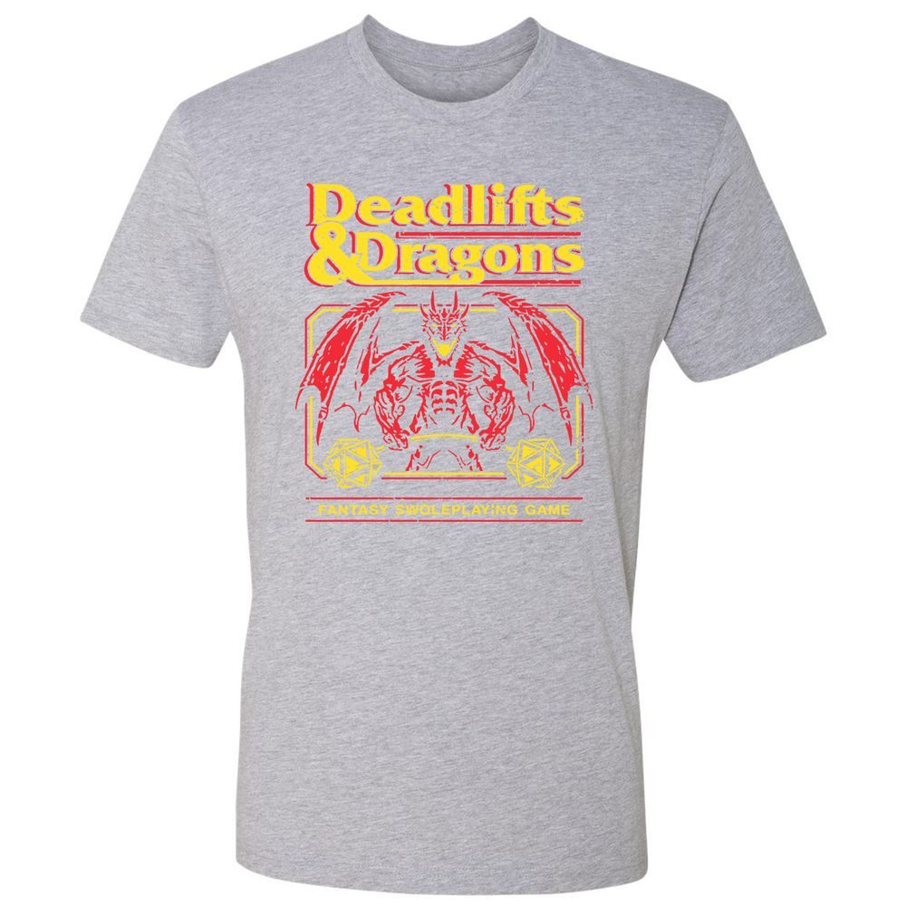 Deadlifts And Dragons Premium Unisex T-Shirt - Heather Grey - 9