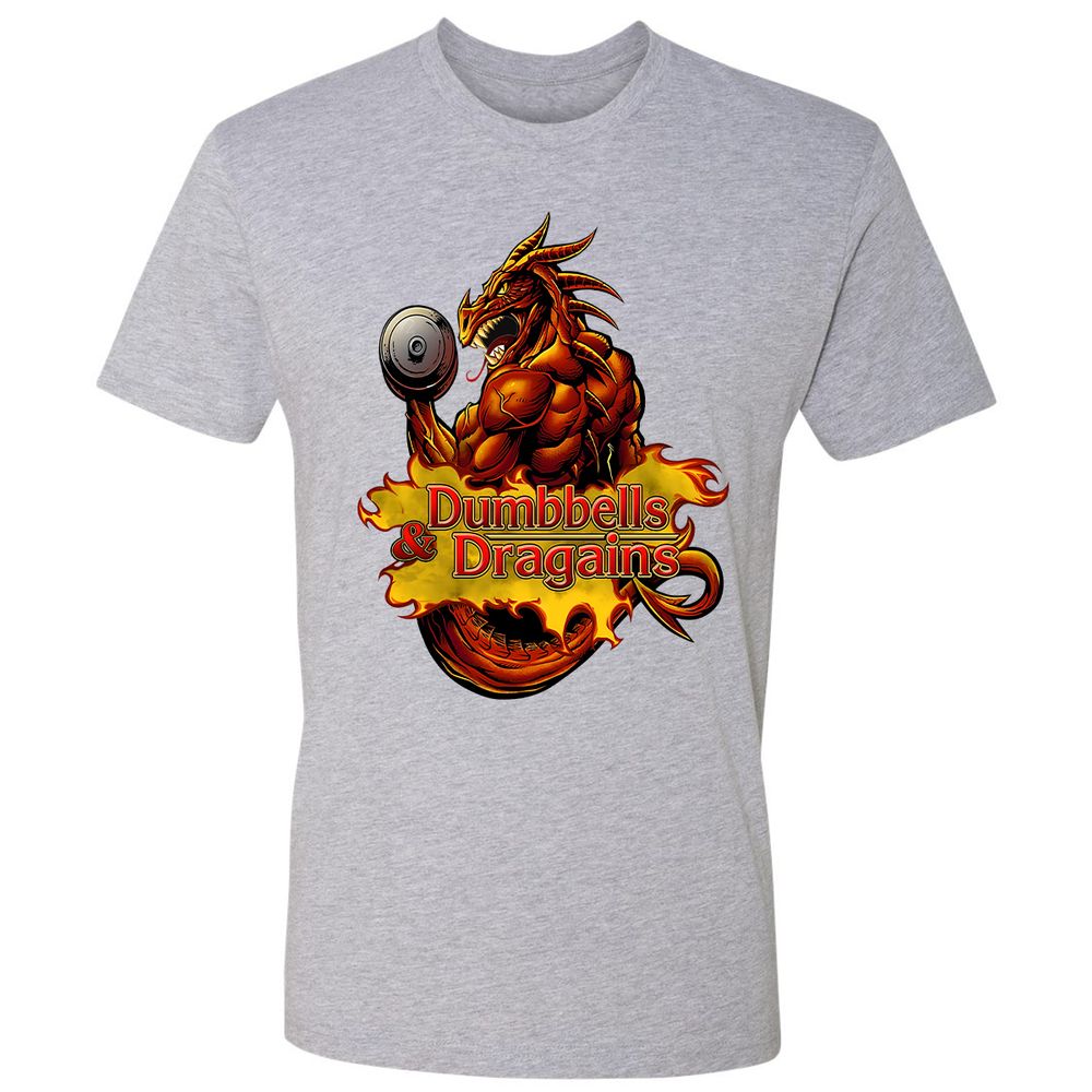 Dumbbells & Dragains Premium Unisex T-Shirt - Heather Grey - 9