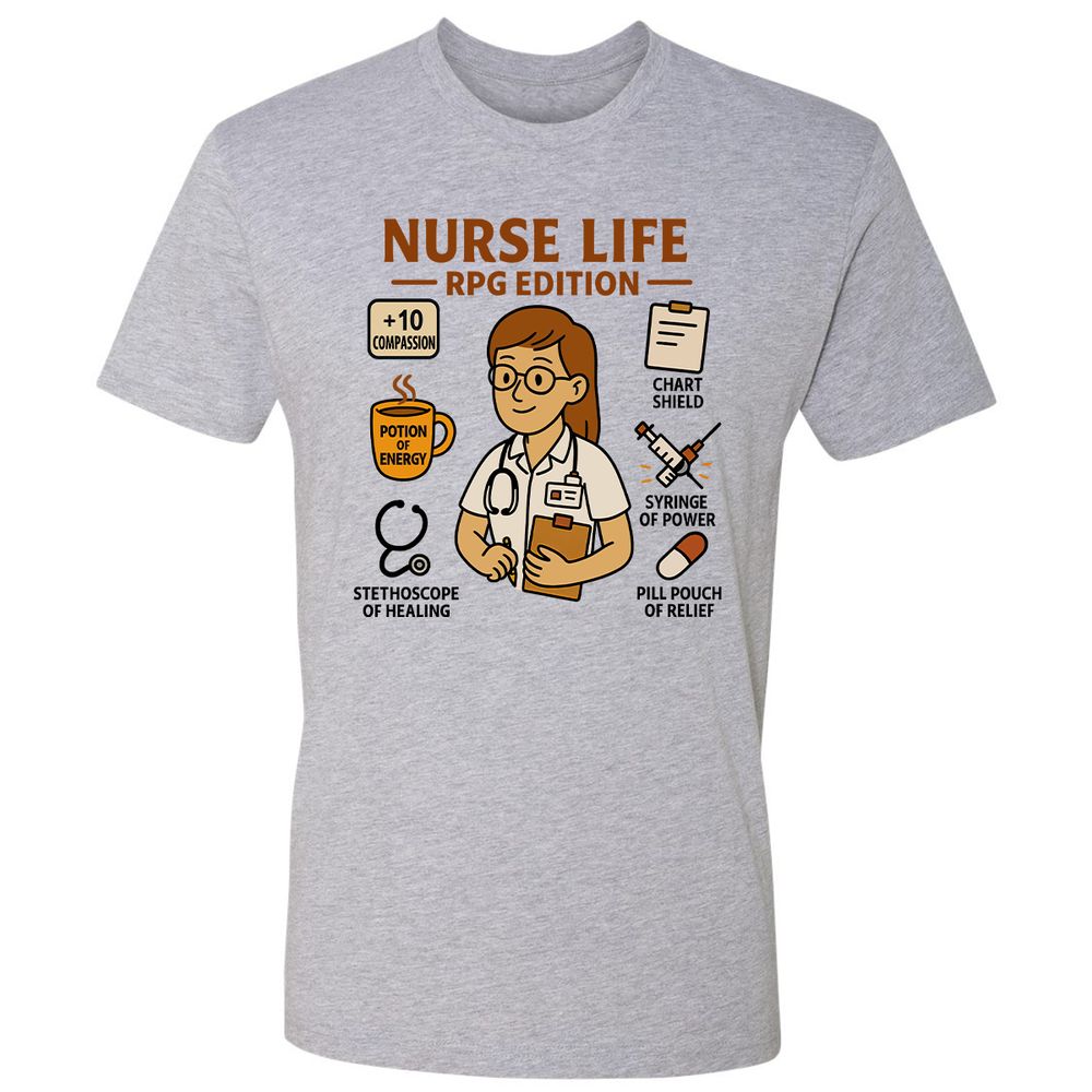 Nurse Life RPG Edition Premium Unisex T-Shirt - Heather Grey - 9