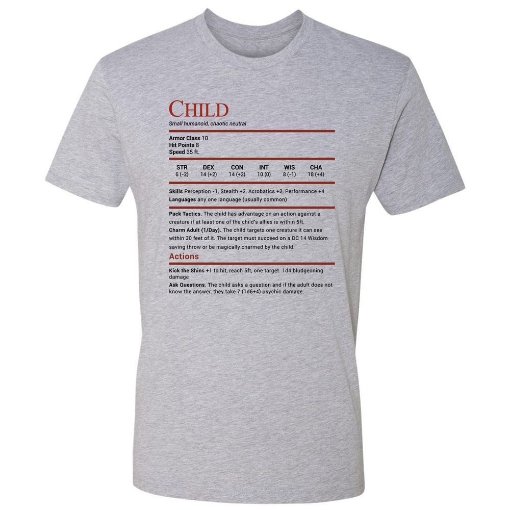 Child Stats Premium Unisex T-Shirt - Heather Grey - 9