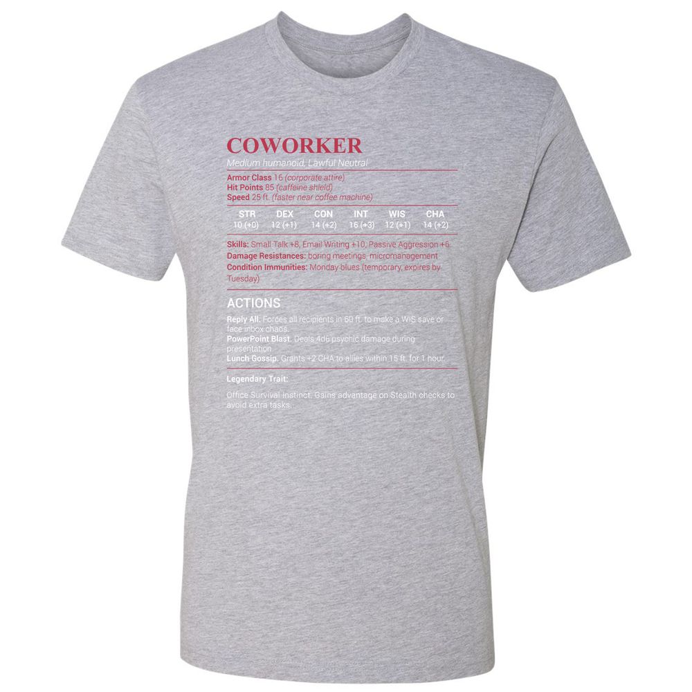 Coworker Stats Premium Unisex T-Shirt - Heather Grey - 9