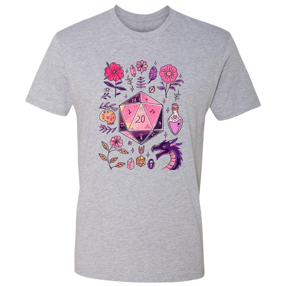 Mystic D20 Floral Dice Art - Heather Grey - 9