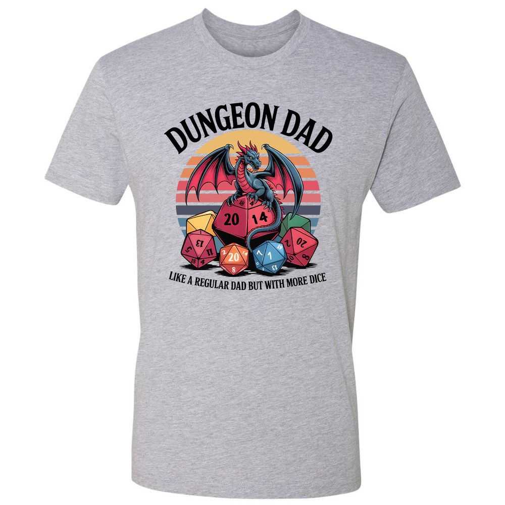 Dungeon Dad With More Dice Premium Unisex T-Shirt - Heather Grey - 9