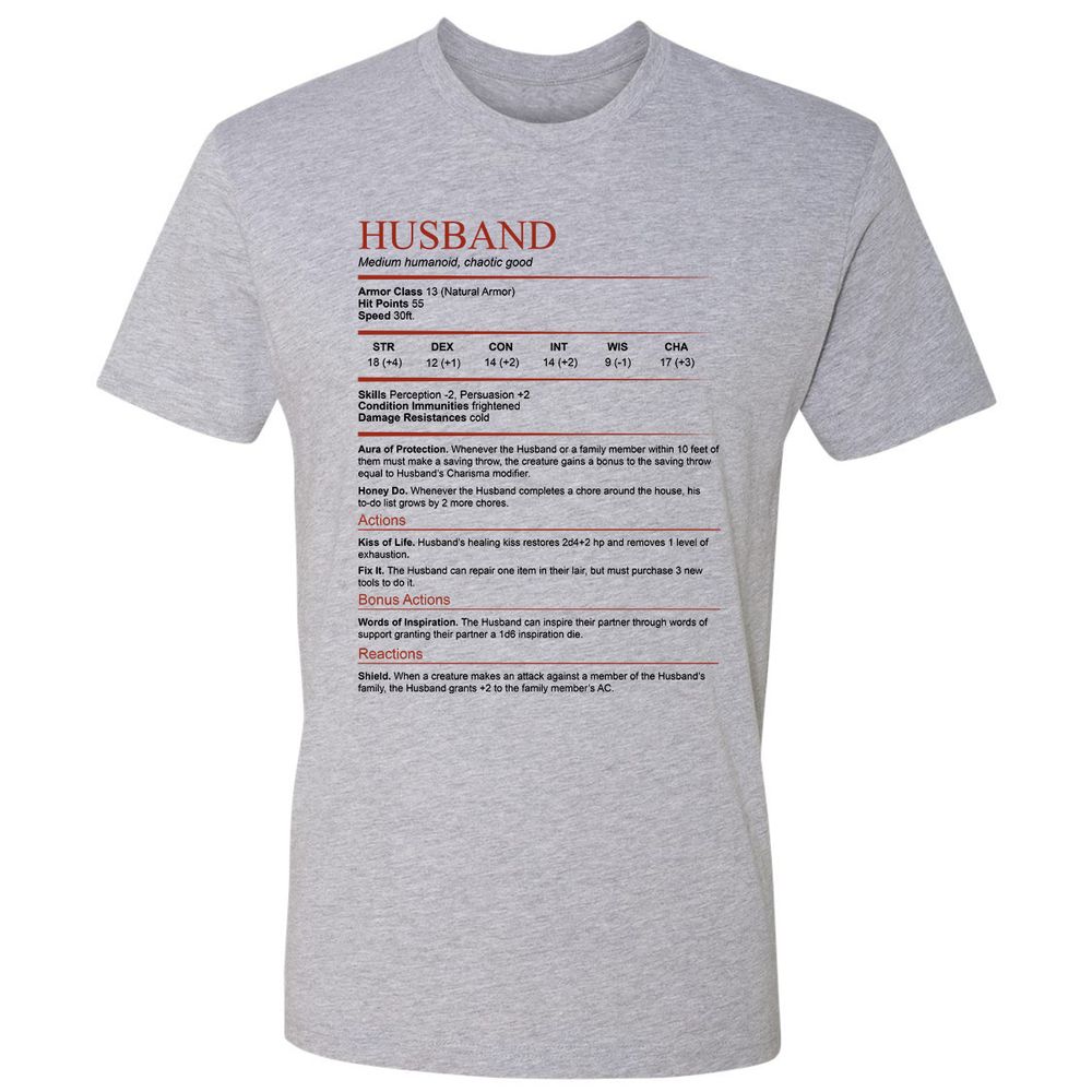 Husband White Premium Unisex T-Shirt - Heather Grey - 9