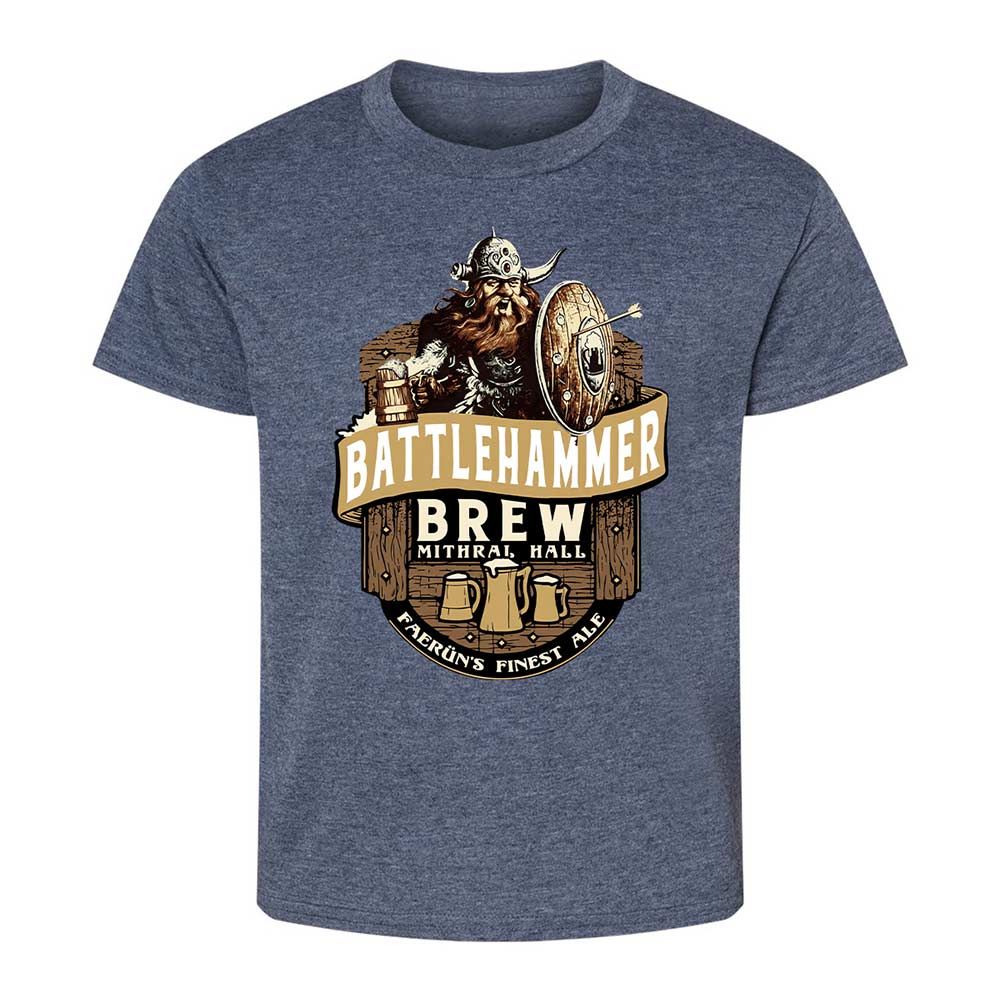 Battlehammer Brew Kids T-Shirt - Heather Navy - 9
