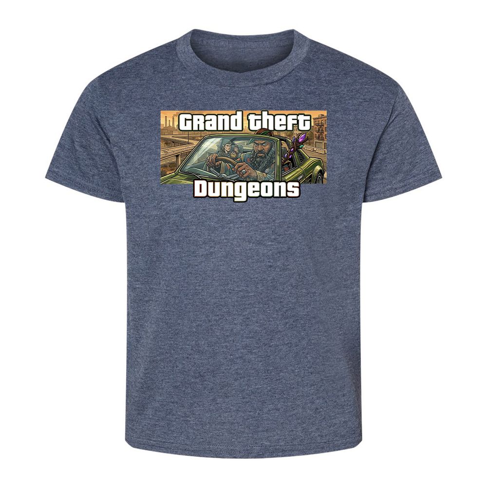 Grand Theft Dungeons Kids T-Shirt - Heather Navy - 9